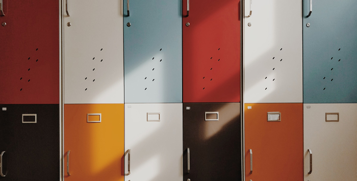 A photo of some school lockers