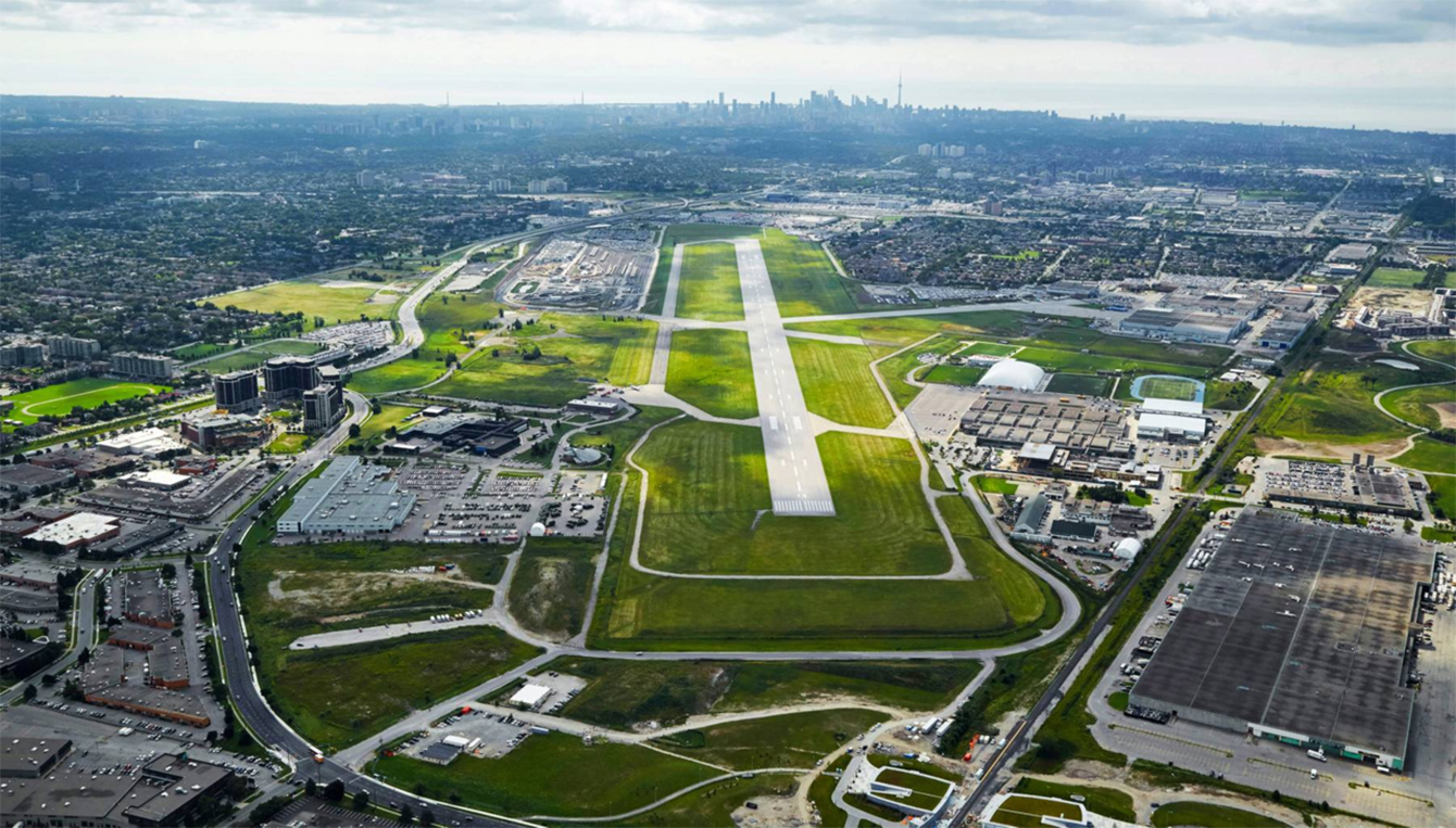 An aerial shot showing Downsview Airport