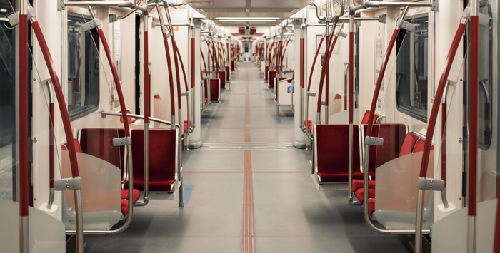 Photo of the inside of a subway car