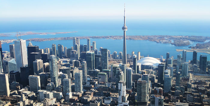 An aerial photo of Toronto